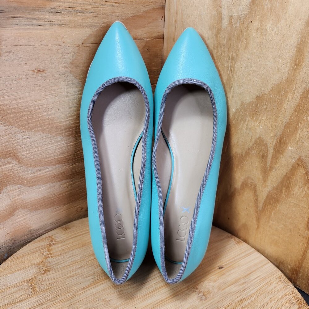 Lori Goldstein LOGO Audrey Womens Blue Pointed Toe Leather Flat Shoes Size 9.5 - Picture 6 of 9